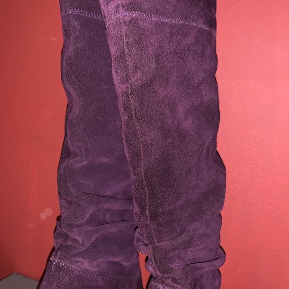 Pretty Boots, Suede Eggplant Split Suede Boots, Size 9.5 - Picture 11 of 13